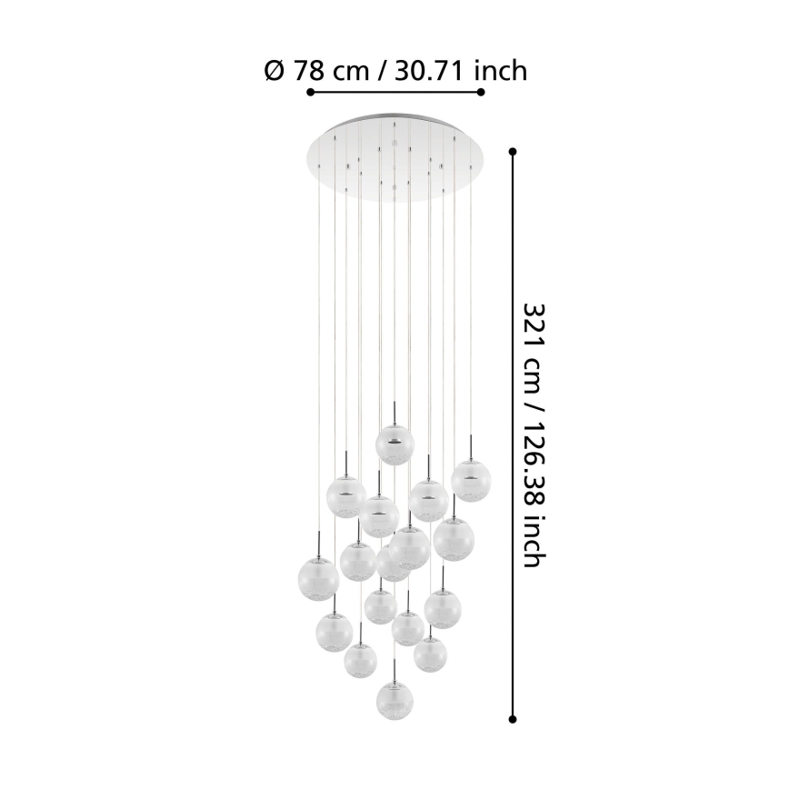 Eglo - LED Dimbar ljuskrona med snöre 17xLED/5W/230V