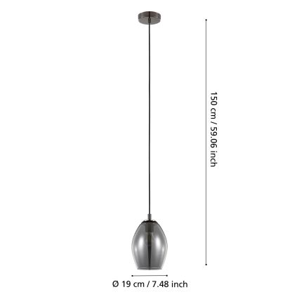 Eglo - Ljuskrona med textilsladd 1xE27/60W/230V rökig
