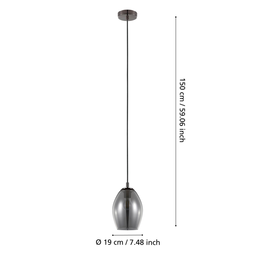 Eglo - Ljuskrona med textilsladd 1xE27/60W/230V rökig