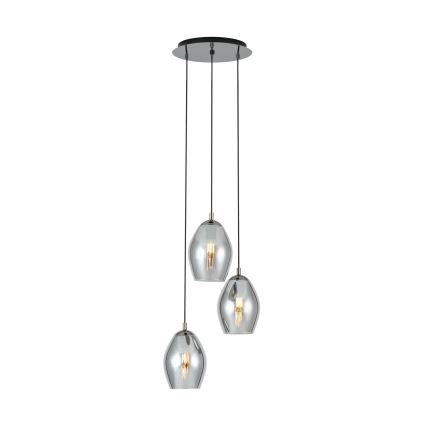 Eglo - Ljuskrona med textilsladd 3xE27/60W/230V rökig