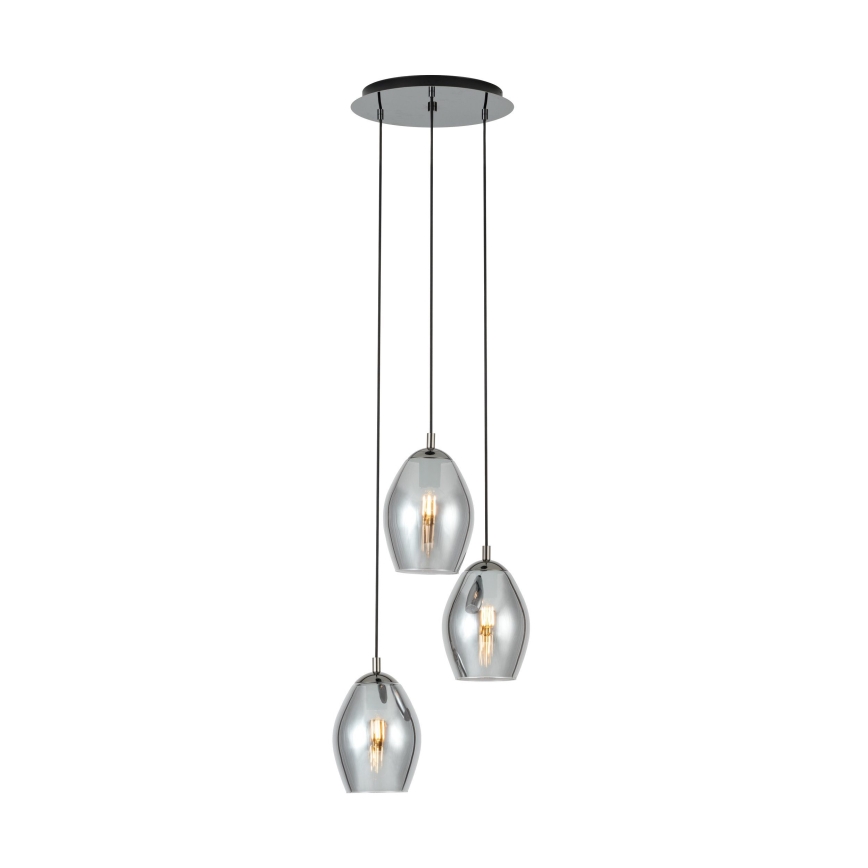 Eglo - Ljuskrona med textilsladd 3xE27/60W/230V rökig