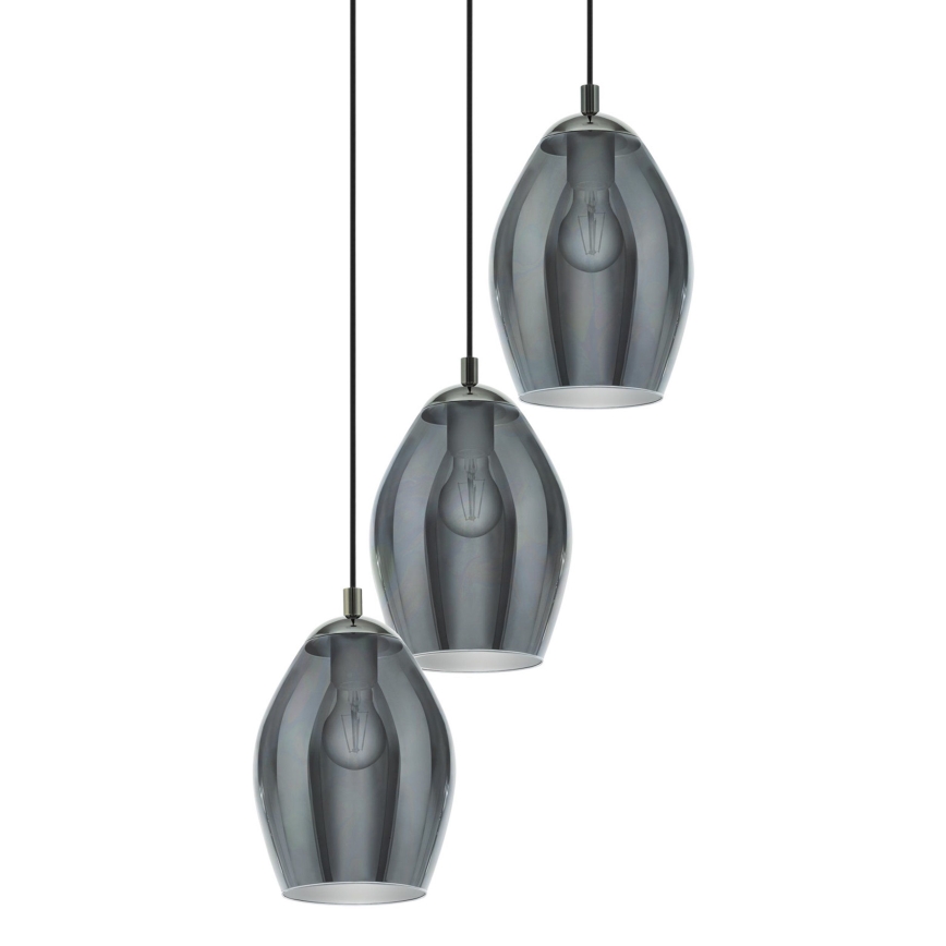 Eglo - Ljuskrona med textilsladd 3xE27/60W/230V rökig