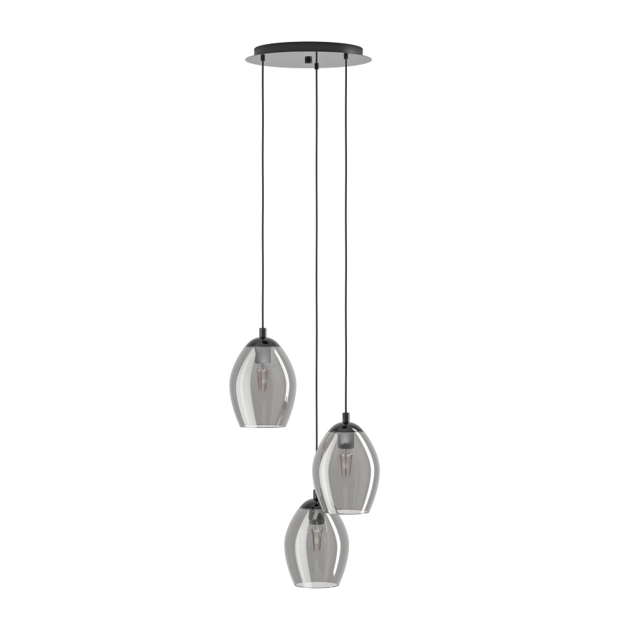 Eglo - Ljuskrona med textilsladd 3xE27/60W/230V rökig