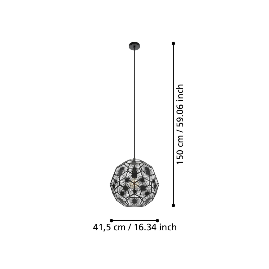 Eglo - Ljuskrona med textilsladd 1xE27/60W/230V diameter 41 cm svart