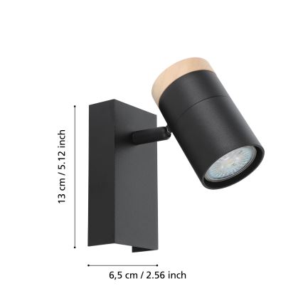 Eglo - LED väggspotlight 1xGU10/4,5W/230V 3000K svart/brun