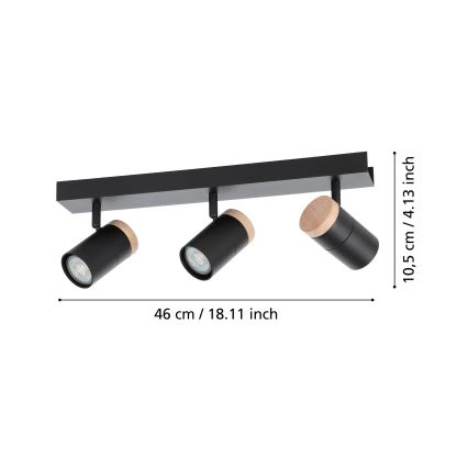 Eglo - LED spotlight 3xGU10/4,5W/230V 3000K svart/brun