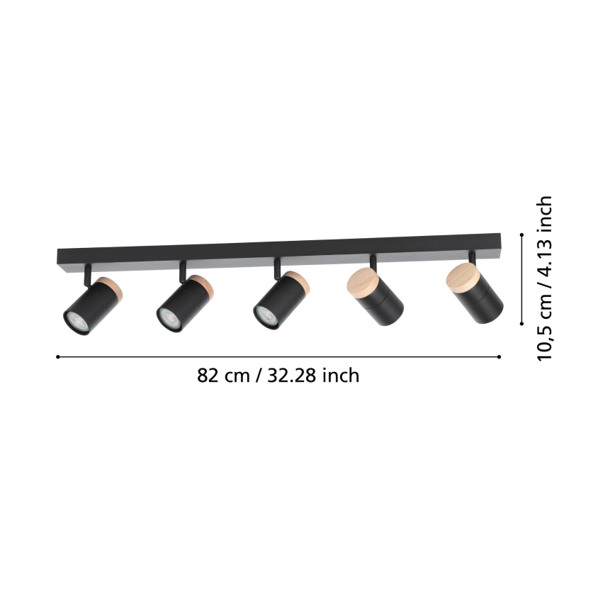 Eglo - LED spotlight 5xGU10/4,5W/230V 3000K svart/brun
