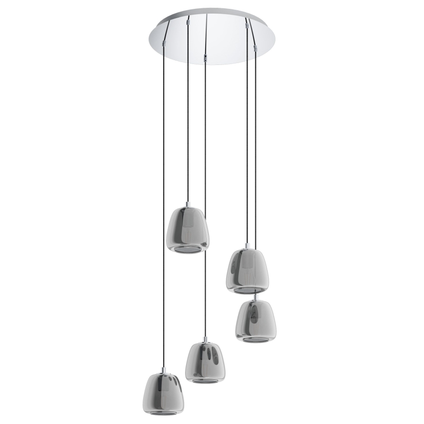Eglo - Ljuskrona med textilsladd 5xE27/40W/230V rökig