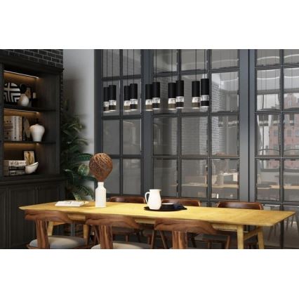Eglo - LED ljuskrona med textilsladd 10xGU10/4,6W/230V svart