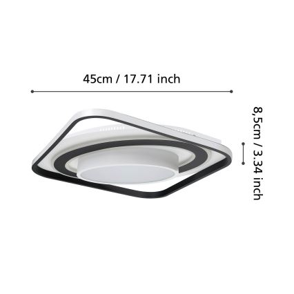 Eglo - LED Dimbar taklampa LED/21,5W/230V + LED/10,5W + LED/3W 3000-6500K svart + fjärrkontroll
