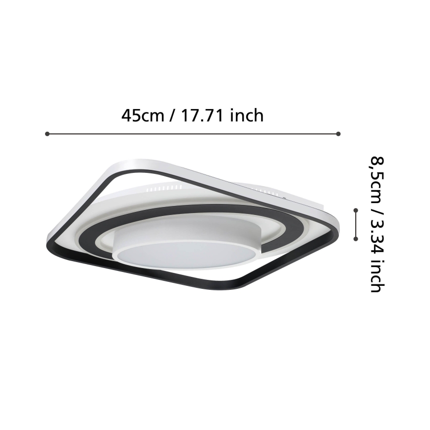 Eglo - LED Dimbar taklampa LED/21,5W/230V + LED/10,5W + LED/3W 3000-6500K svart + fjärrkontroll