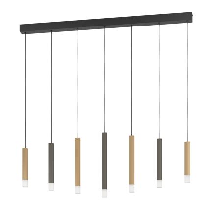 Eglo - LED ljusreglerad ljuskrona på textilsladd 7xLED/3,1W/230V 3000K antracit/guld