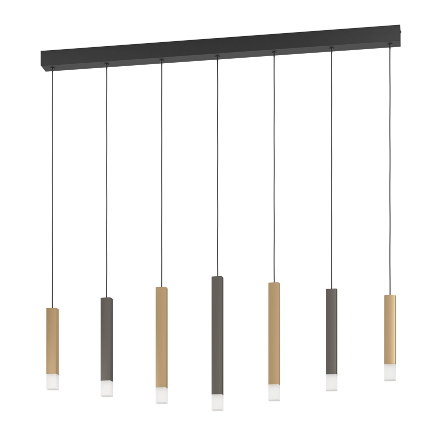 Eglo - LED ljusreglerad ljuskrona på textilsladd 7xLED/3,1W/230V 3000K antracit/guld