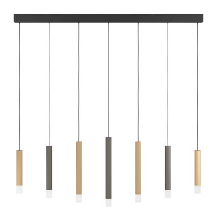 Eglo - LED ljusreglerad ljuskrona på textilsladd 7xLED/3,1W/230V 3000K antracit/guld