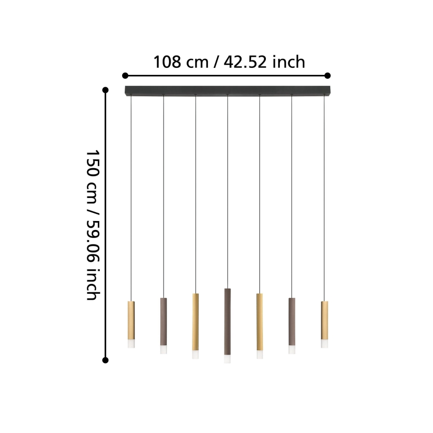 Eglo - LED ljusreglerad ljuskrona på textilsladd 7xLED/3,1W/230V 3000K antracit/guld