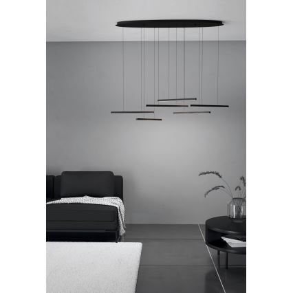 Eglo - LED ljusreglerad ljuskrona på textilsladd 6xLED/8,4W/230V 3000K svart