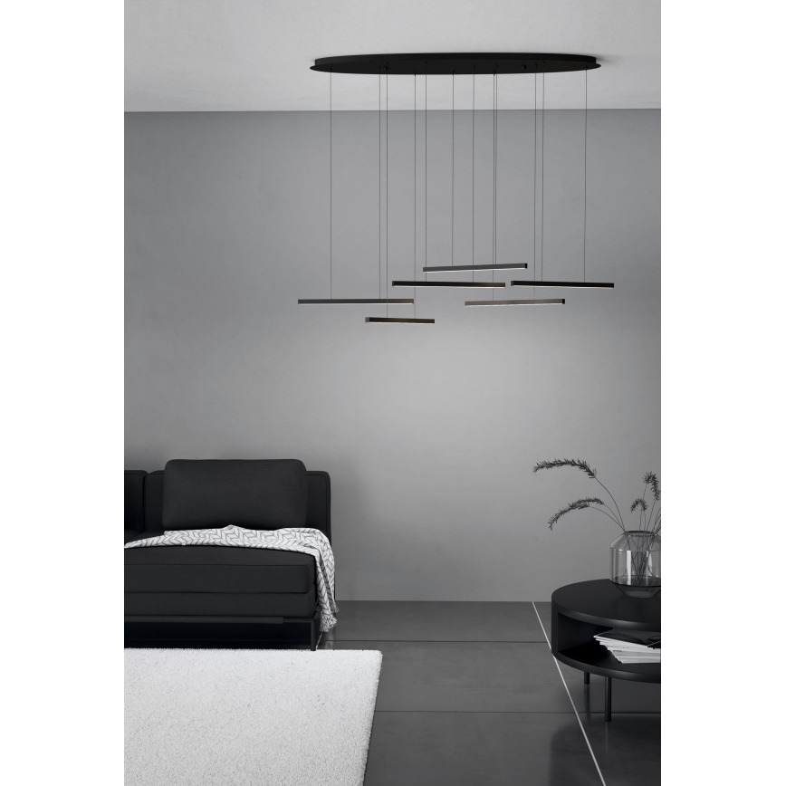 Eglo - LED ljusreglerad ljuskrona på textilsladd 6xLED/8,4W/230V 3000K svart