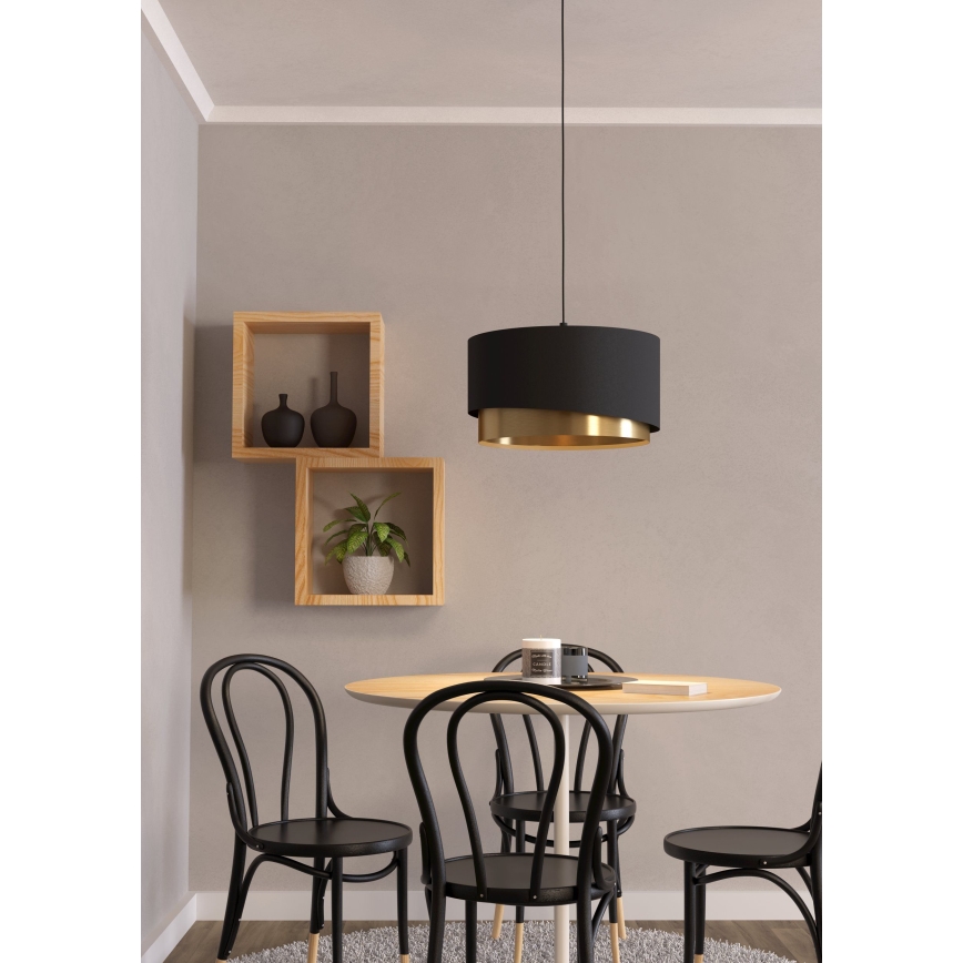 Eglo - Ljuskrona med textilsladd 1xE27/40W/230V svart/guld