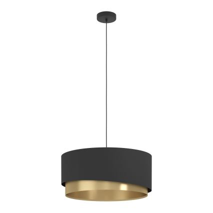 Eglo 39926 - Ljuskrona med textilsladd MANDERLINE 1xE27/40W/230V svart/guld