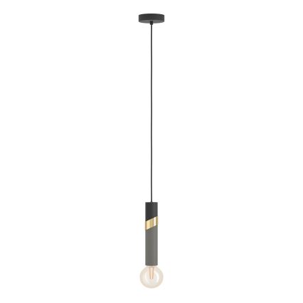 Eglo - Ljuskrona med textilsladd 1xE27/40W/230V svart/guld