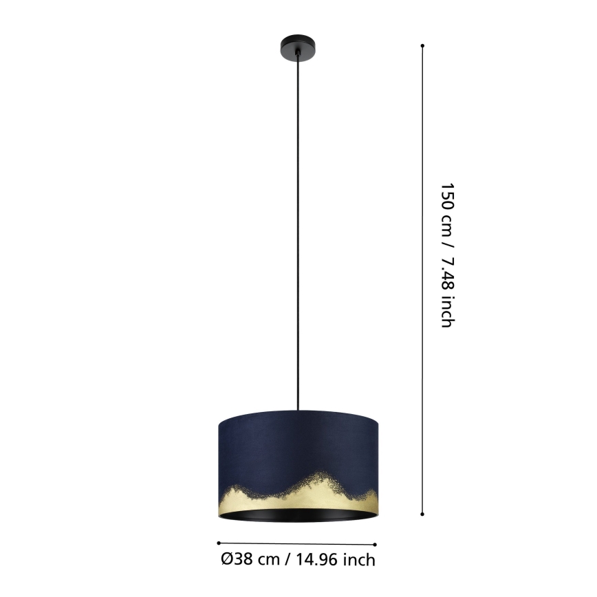 Eglo - Ljuskrona med textilsladd 1xE27/40W/230V diameter 38 cm blå/guld