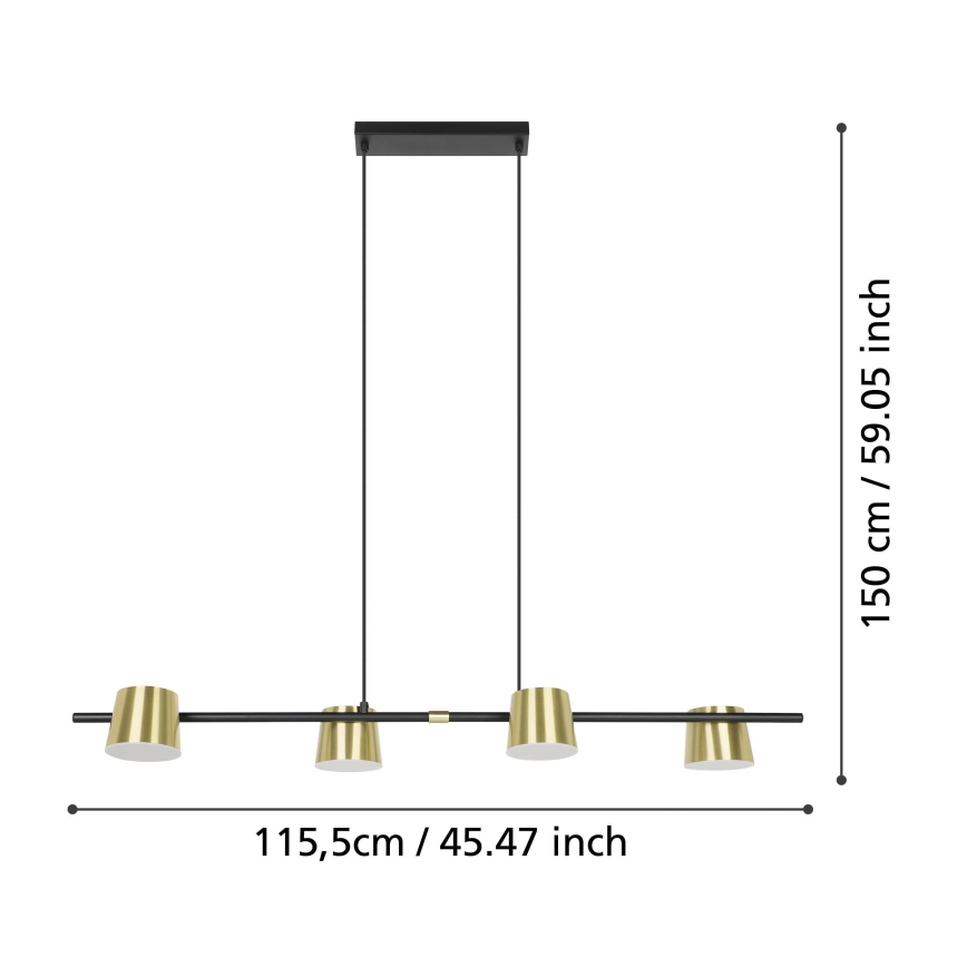 Eglo - LED ljuskrona med textilsladd 4xGU10/4,6W/230V 3000K guld