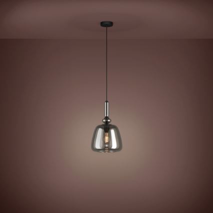 Eglo - Ljuskrona med textilsladd 1xE27/40W/230V rökig