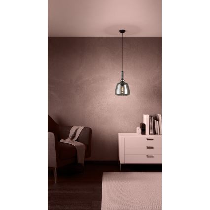 Eglo - Ljuskrona med textilsladd 1xE27/40W/230V rökig