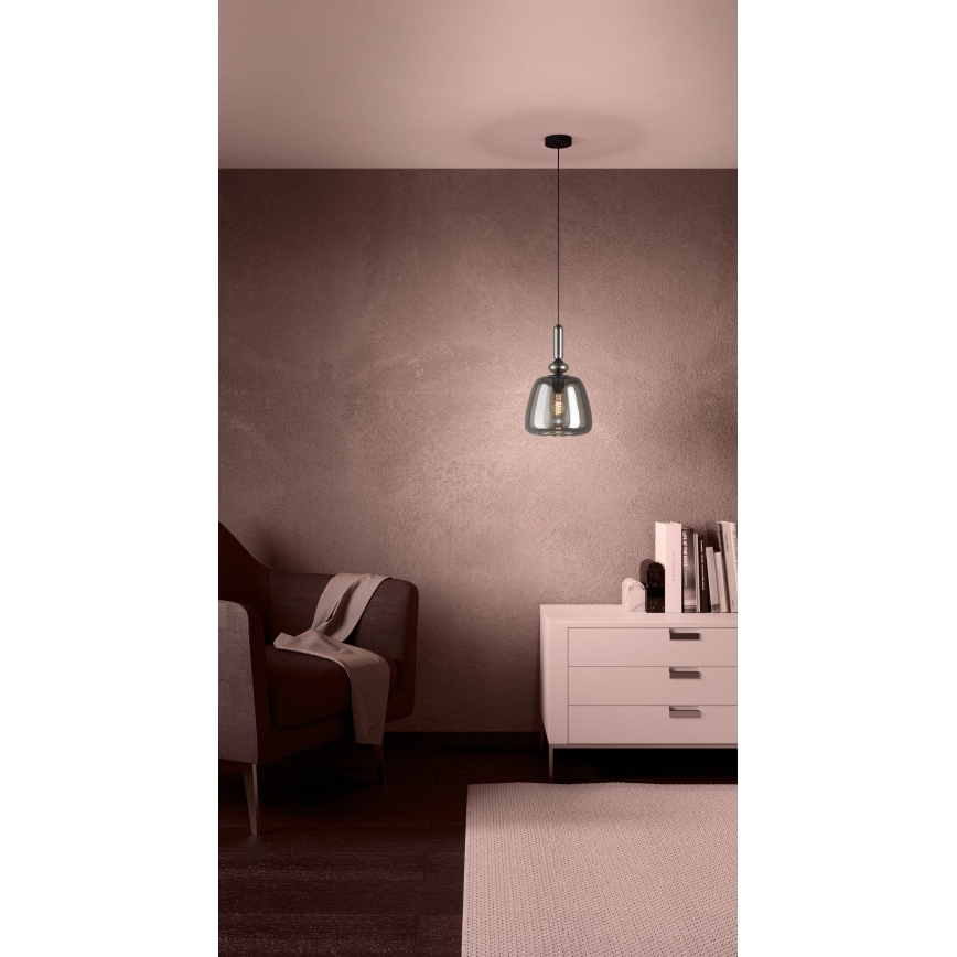 Eglo - Ljuskrona med textilsladd 1xE27/40W/230V rökig