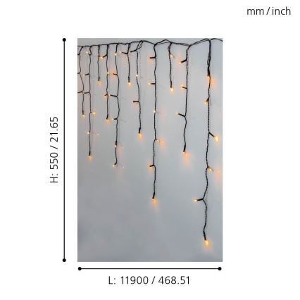 Eglo 410824 - LED julkedja för utomhusbruk 480xLED/17x0,55m IP44 varm vit