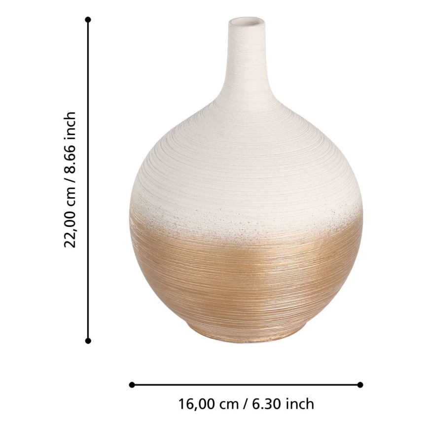 Eglo - Keramikvas 22x16 cm vit/guld