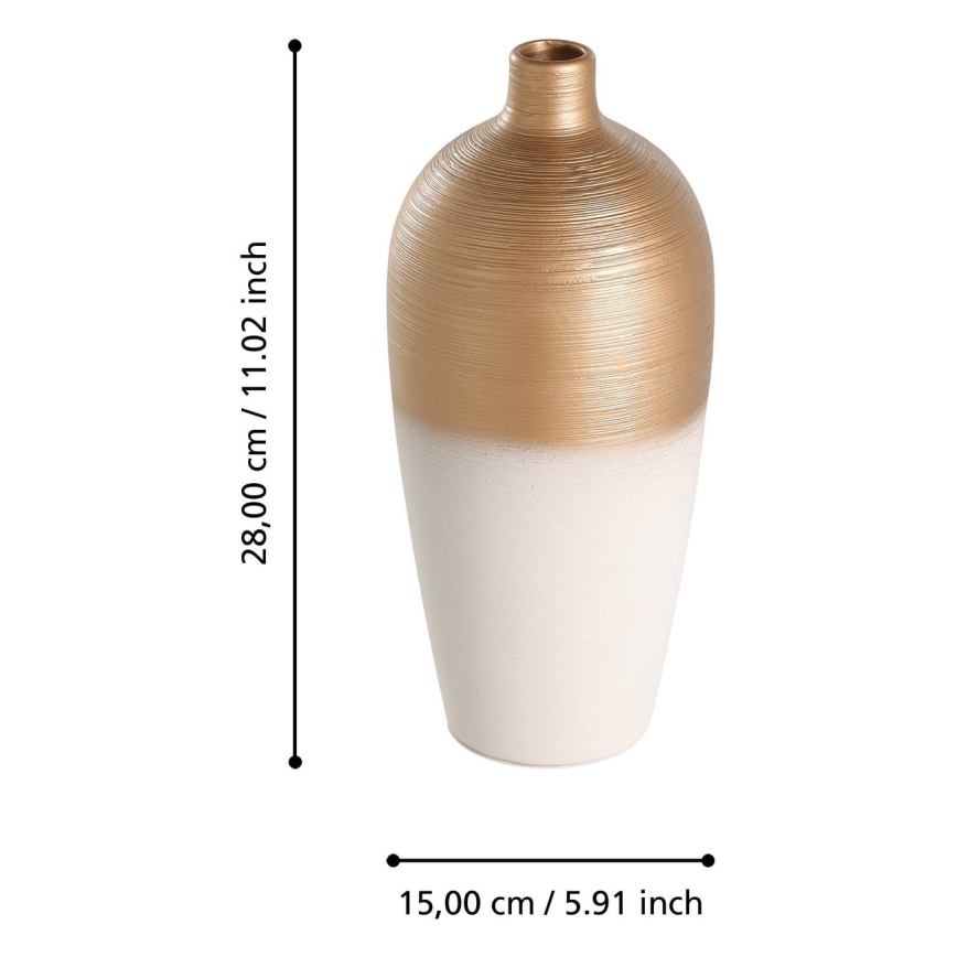 Eglo - Keramikvas 28x15 cm vit/guld