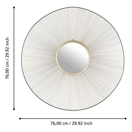 Eglo - Väggspegel diameter 76 cm guld/svart