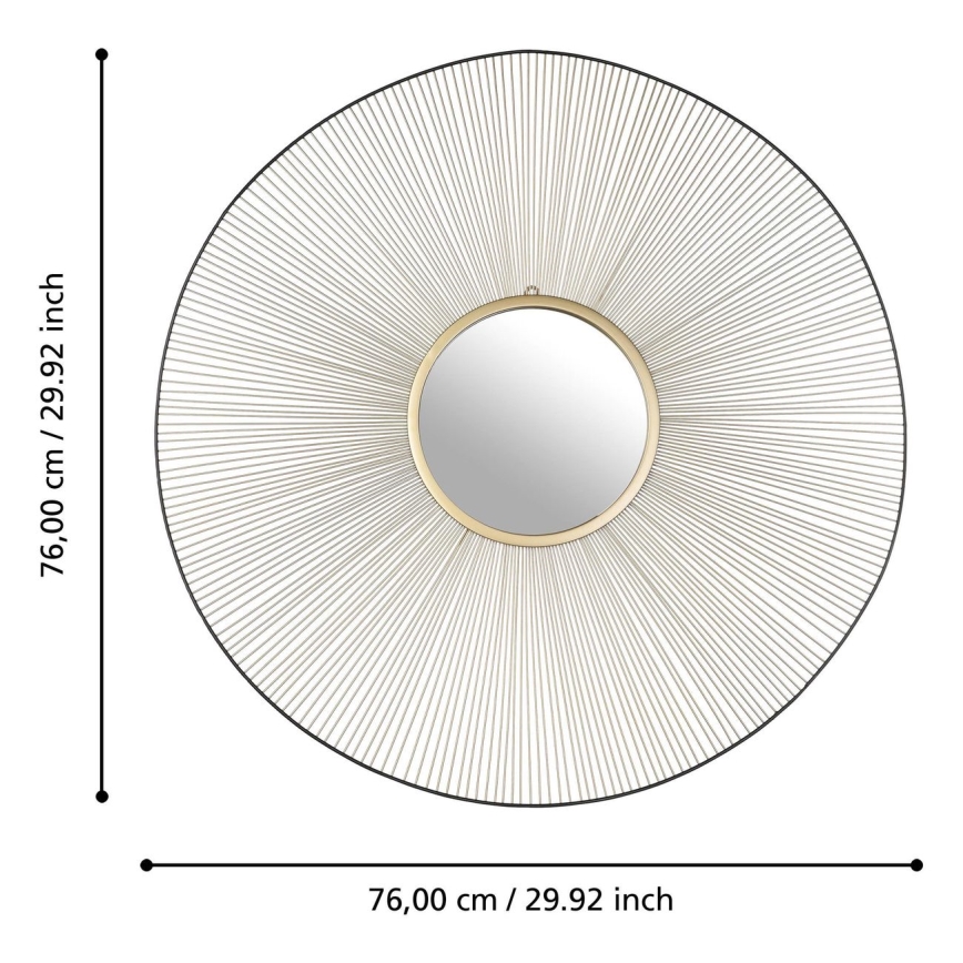 Eglo - Väggspegel diameter 76 cm guld/svart