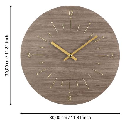 Eglo - Väggklocka 1xAA diameter 30 cm brun