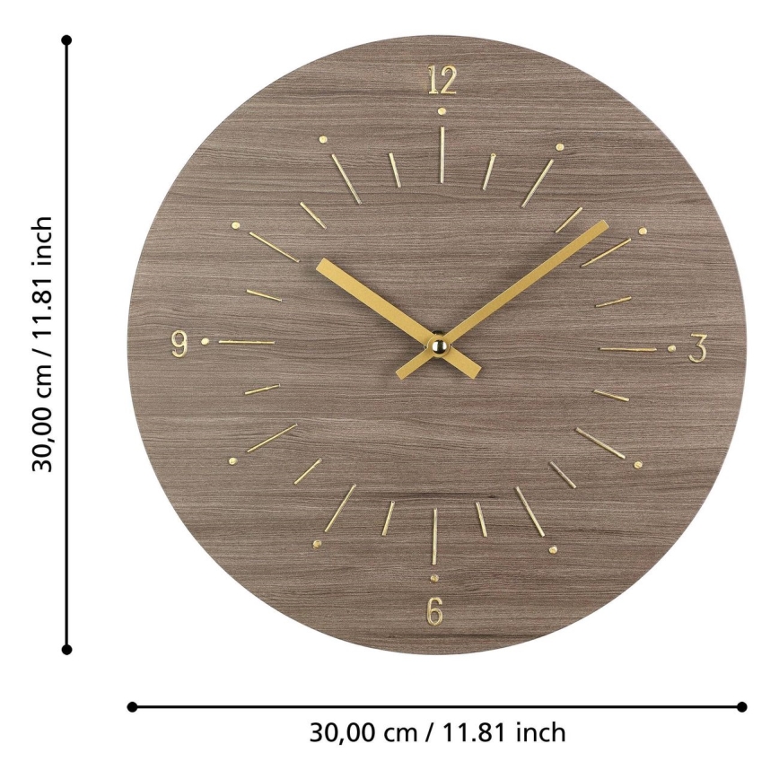 Eglo - Väggklocka 1xAA diameter 30 cm brun