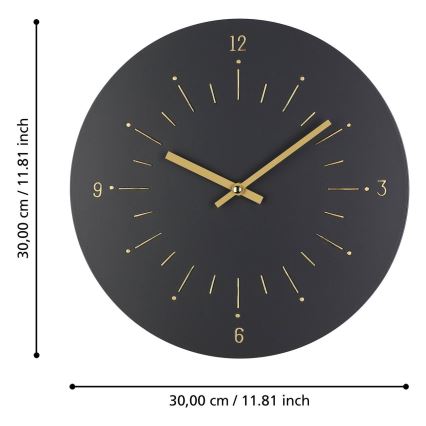 Eglo - Väggklocka 1xAA diameter 30 cm svart