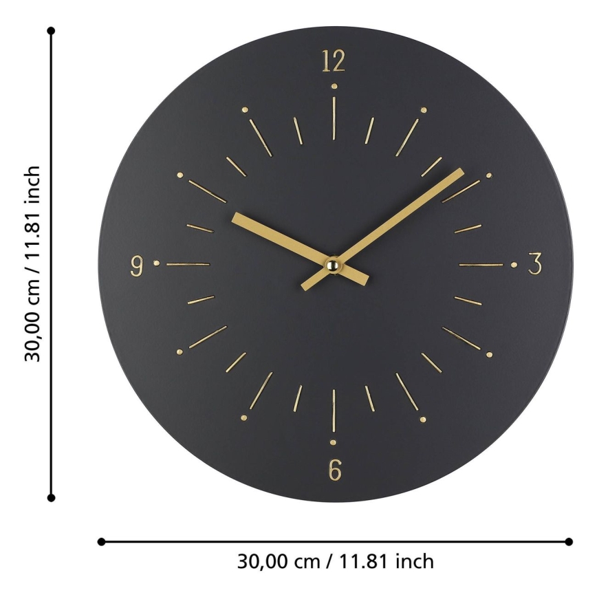 Eglo - Väggklocka 1xAA diameter 30 cm svart