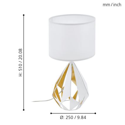 Eglo 43078 - Bordslampa CARLTON 1xE27/60W/230V