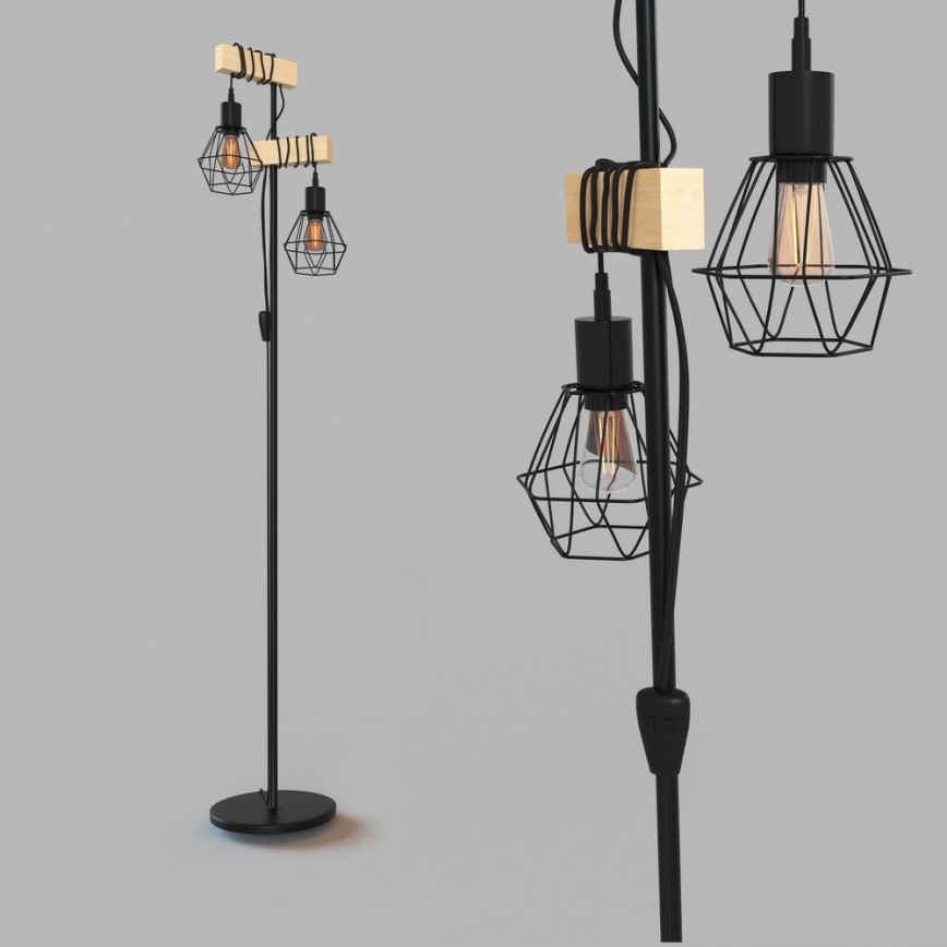 Eglo 43137 - Golvlampa TOWNSHEND 2xE27/60W/230V