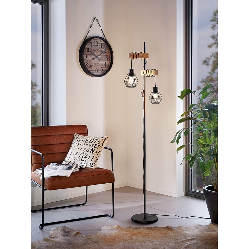 Eglo 43137 - Golvlampa TOWNSHEND 2xE27/60W/230V