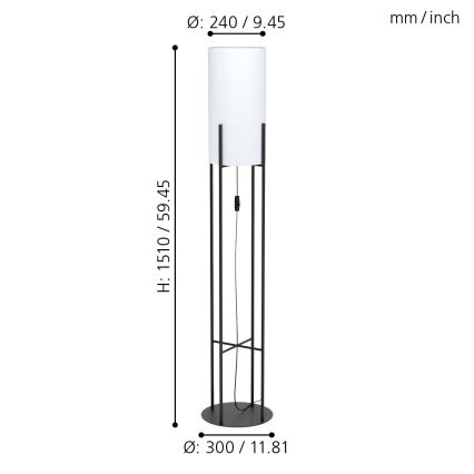 Eglo 43141 - Golvlampa ReservglasTONBURY 1xE27/60W/230V
