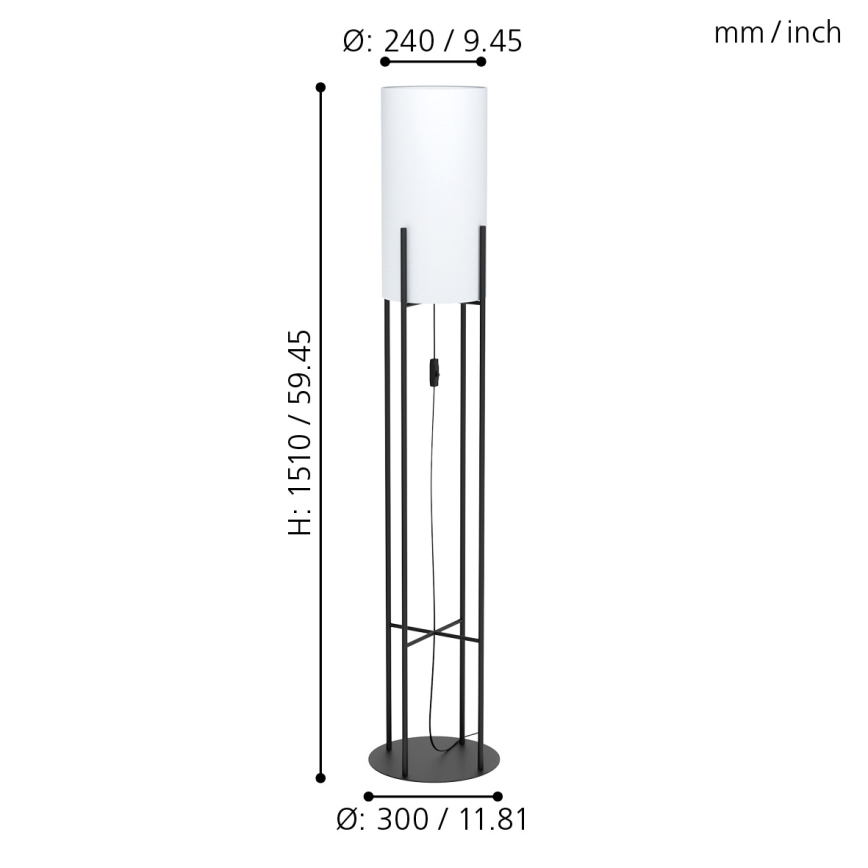 Eglo 43141 - Golvlampa ReservglasTONBURY 1xE27/60W/230V