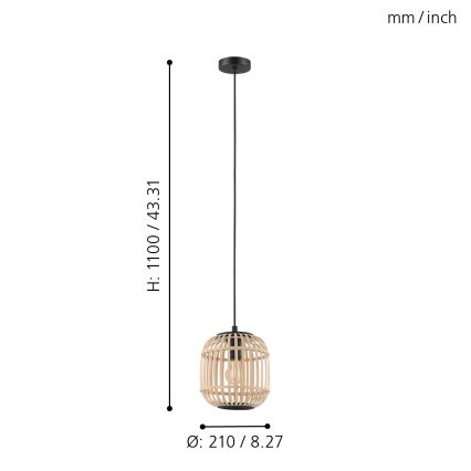 Eglo 43231 - Ljuskrona med snöre BORDESLEY 1xE27/28W/230V diameter 210mm