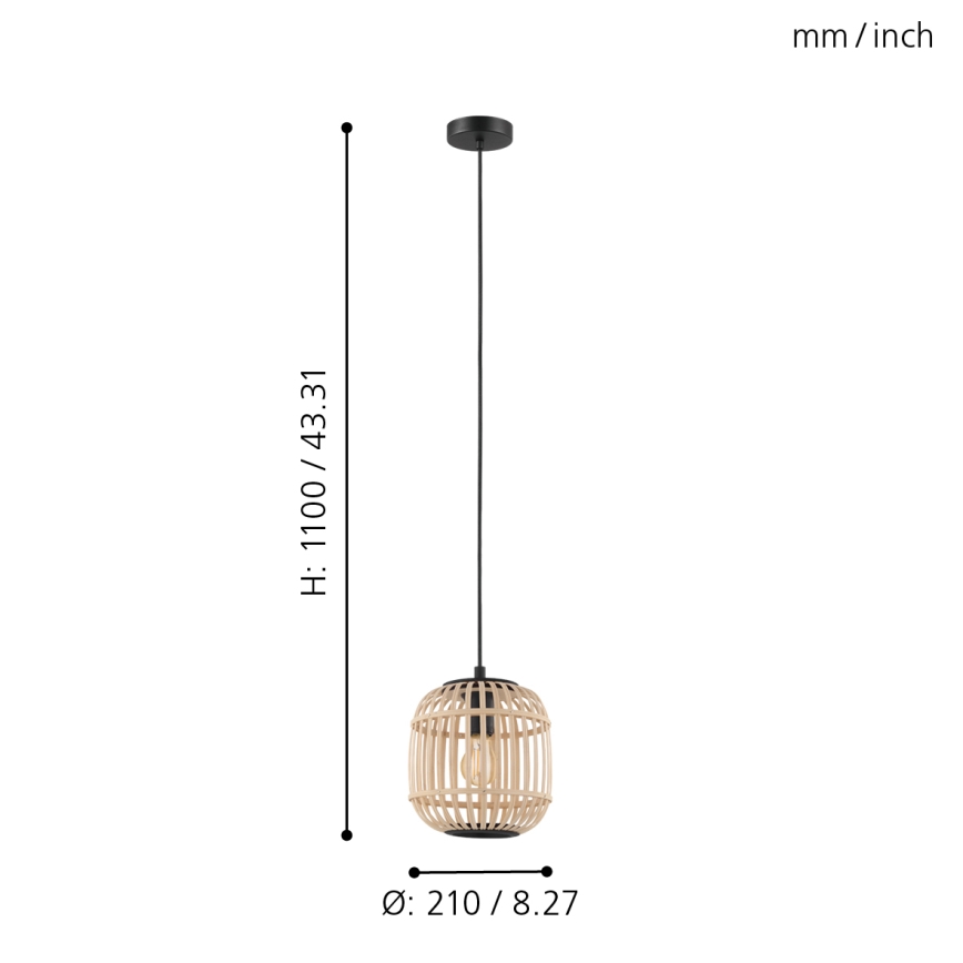 Eglo 43231 - Ljuskrona med snöre BORDESLEY 1xE27/28W/230V diameter 210mm