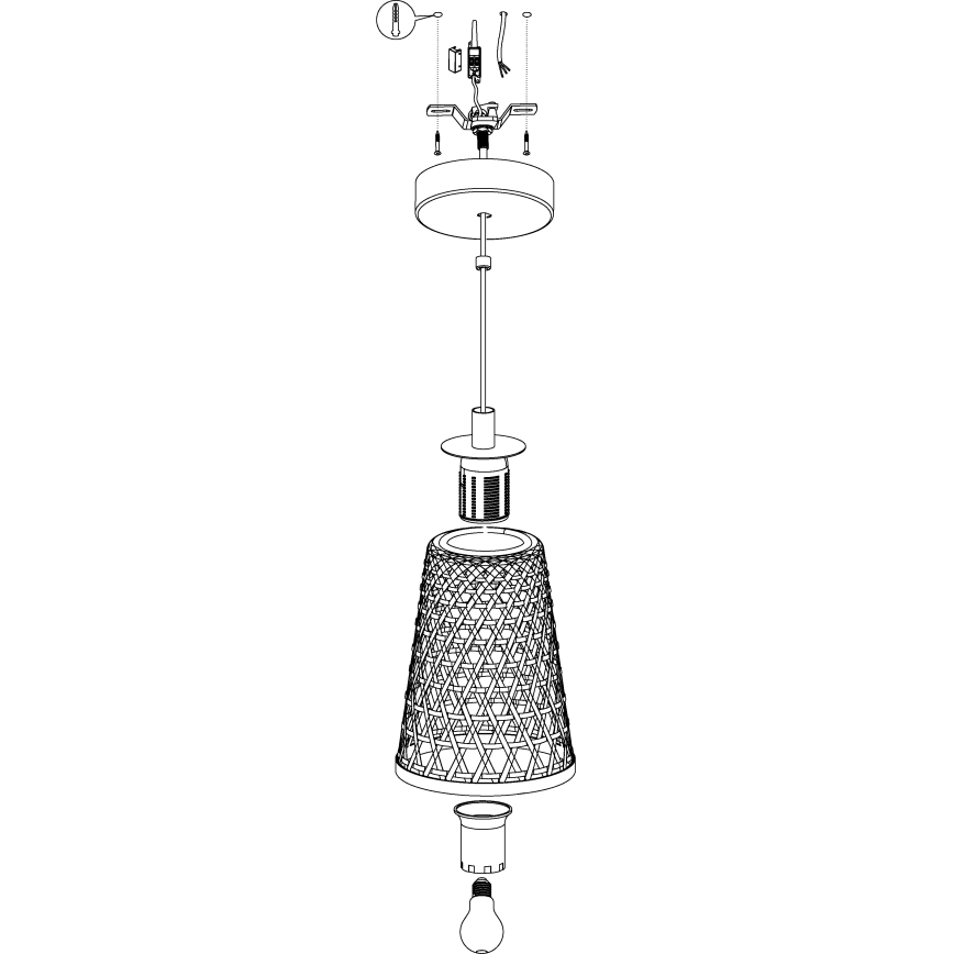 Eglo 43252 - Ljuskrona med snöre CLAVERDON 1xE27/40W/230V diameter 180mm
