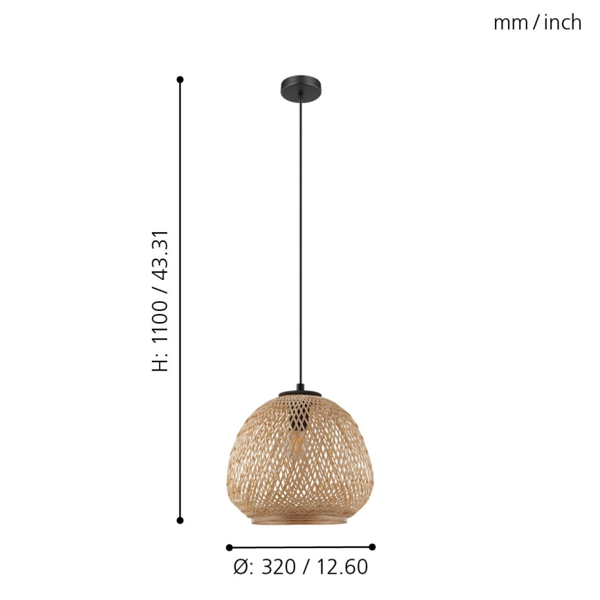 Eglo 43261 - Ljuskrona med snöre DEMBLEBY 1xE27/40W/230V
