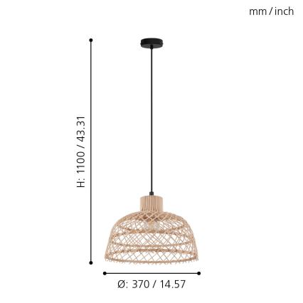 Eglo 43285 - Ljuskrona med snöre AUSNBY 1xE27/40W/230V