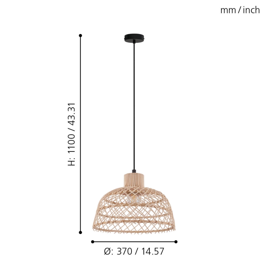 Eglo 43285 - Ljuskrona med snöre AUSNBY 1xE27/40W/230V