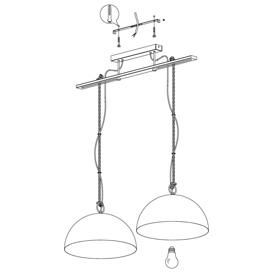 Eglo 43397 - Ljuskrona med snöre HODSOLL 2xE27/40W/230V